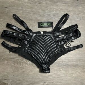 NWT Dolls Kill / Club Exx Black Rude Awakening Rave Bottoms